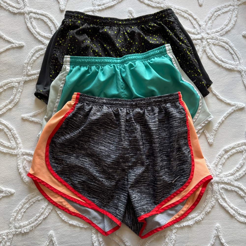Nike Tempo Shorts Size Medium LOT OF 3 PAIRS Gray Teal Orange Running Workout